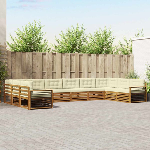 vidaXL S&uacute;pravy pohoviek 10 pcs Pr&iacute;rodn&aacute; a kr&eacute;mov&aacute; Pevn&eacute; ak&aacute;ciov&eacute; drevo