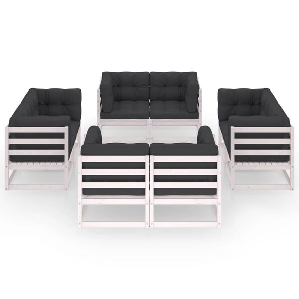 vidaXL 8-dielna záhradná súprava s podložkami, borovicový masív