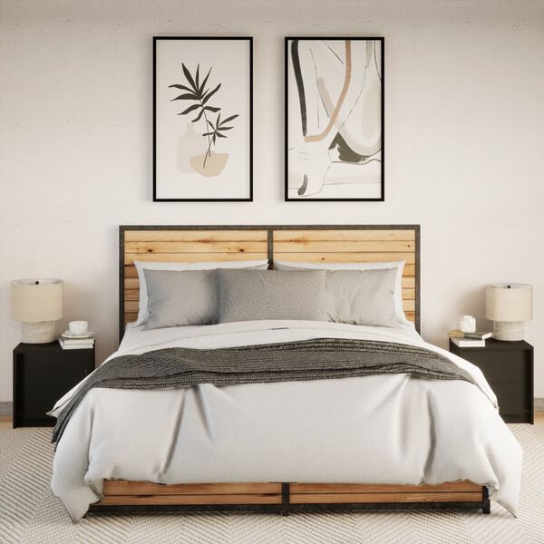 vidaXL Nočné stolíky s LED svetlami 2 ks čierne kompozitné drevo