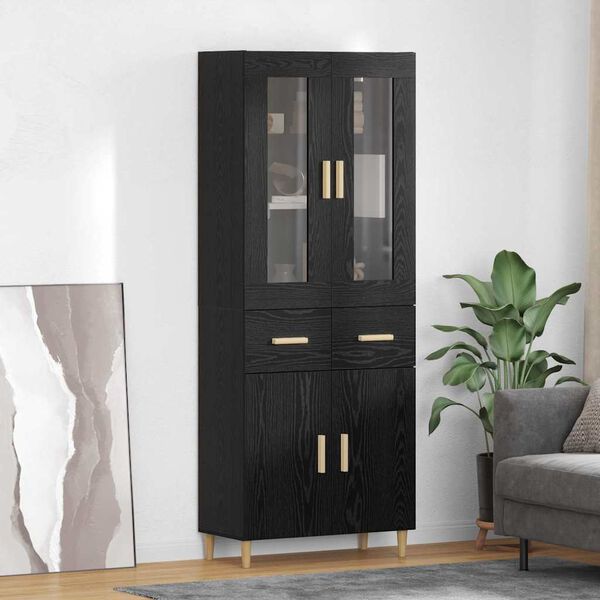 vidaXL Highboard Čierny dub 69,5 x 34 x 180 cm Kompozitn&eacute; drevo