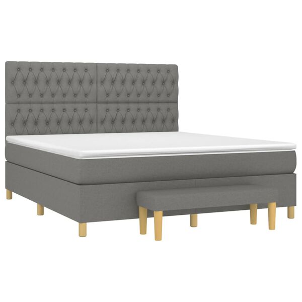 vidaXL Boxspring posteľ s matracom tmavosiv&aacute; 180x200 cm l&aacute;tka