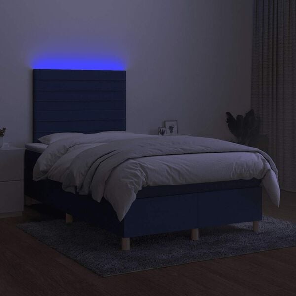vidaXL Boxspring posteľ s matracom a LED modr&aacute; 120x190 cm l&aacute;tka