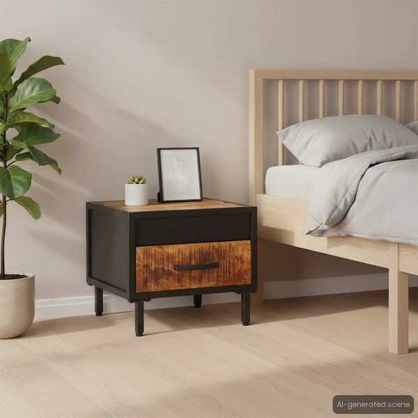 vidaXL Nočný stolík 40x40x35 cm surové mangovníkové drevo