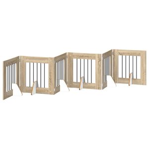vidaXL Skladacia psia br&aacute;na so stojanmi 6 ks Dub sonoma 362 cm