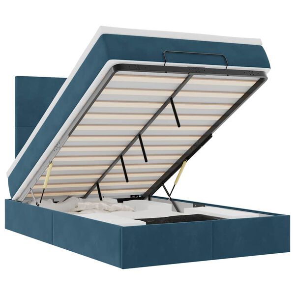 vidaXL Osmansk&aacute; posteľ s matracmi Tmavomodr&aacute; 120x200cm Zamat