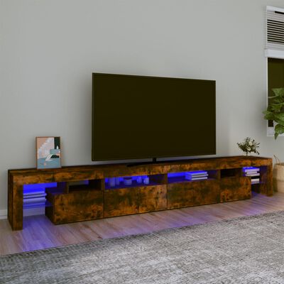 vidaXL TV skrinka s LED svetlami dymový dub 260x36,5x40 cm