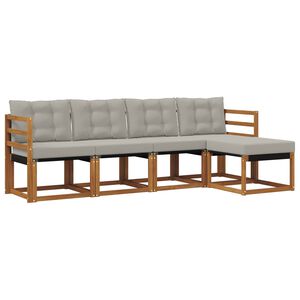 vidaXL Z&aacute;hradn&aacute; s&uacute;prava gaučov s vank&uacute;&scaron;om 5 pcs Pr&iacute;rodn&aacute; a svetlosiv&aacute;