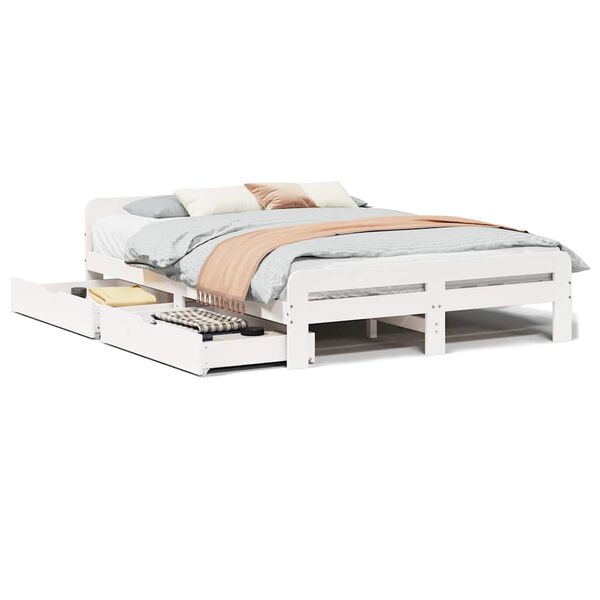 vidaXL Posteľ bez matraca biela 160x200 cm mas&iacute;vna borovica