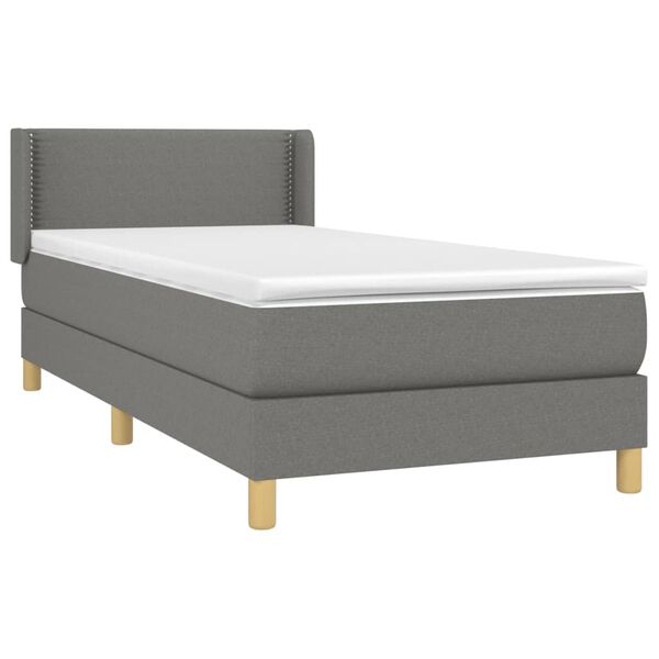vidaXL Boxspring posteľ s matracom tmavosiv&aacute; 90x190 cm l&aacute;tka