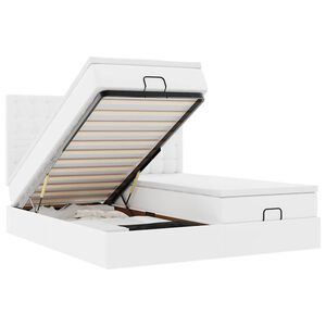 VidaXL Osmansk&aacute; posteľ s matracmi a LED čisto biela umel&aacute; koža