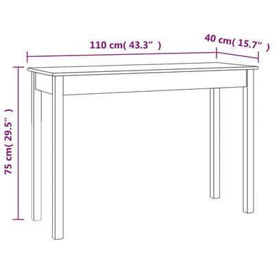 vidaXL Konzolový stolík 110x40x75 cm masívne borovicové drevo