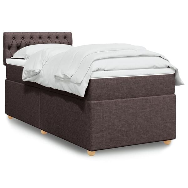 vidaXL Boxspring posteľ s matracom tmavohned&aacute; 100x200 cm l&aacute;tka