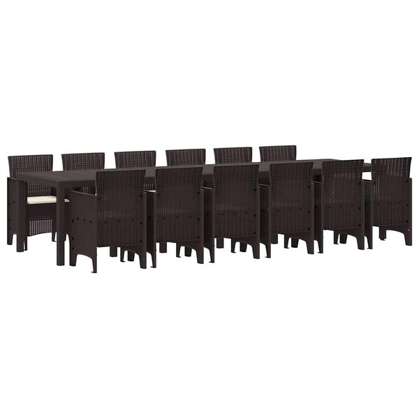 vidaXL Záhradný jedálenský set 13 pcs Hnedá Polt ratan