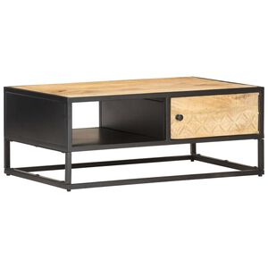 vidaXL Konferenčn&yacute; stol&iacute;k s vyrez&aacute;van&yacute;mi dvierkami 90x55x36 cm surov&eacute; mangovn&iacute;kov&eacute; drevo