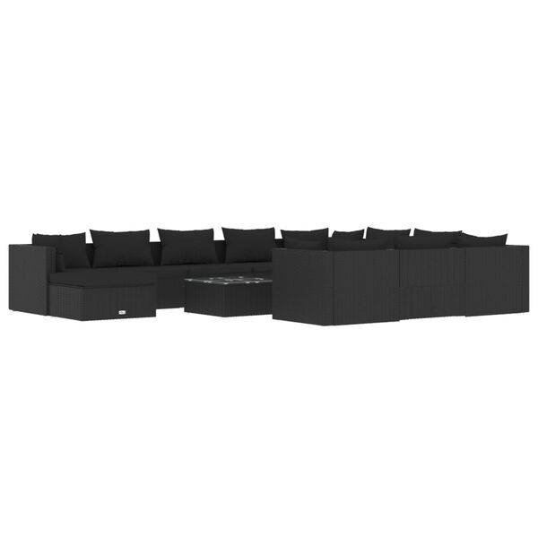 vidaXL 12-dielna z&aacute;hradn&aacute; sedacia s&uacute;prava a podložky polyratan čierna
