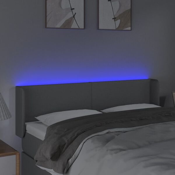 vidaXL Čelo postele s LED bledosivé 147x16x78/88 cm látka