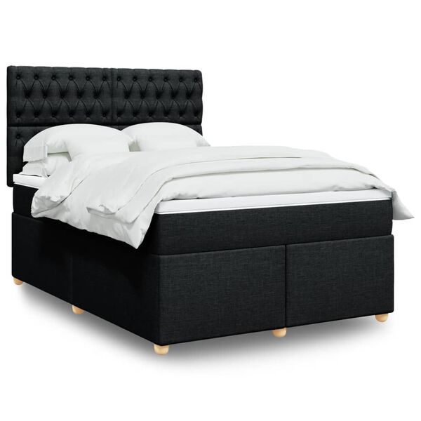 vidaXL Boxspring posteľ s matracom čierny 140x190 cm l&aacute;tka