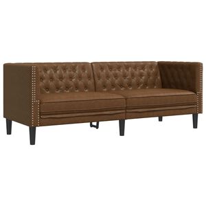 VidaXL Pohovka chesterfield 3-miestna hned&aacute; umel&aacute; semi&scaron;ov&aacute; koža