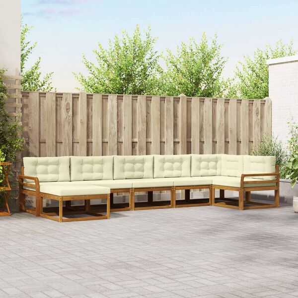 vidaXL Z&aacute;hradn&aacute; s&uacute;prava gaučov s vank&uacute;&scaron;om 7 pcs Pr&iacute;rodn&aacute; a kr&eacute;mov&aacute;