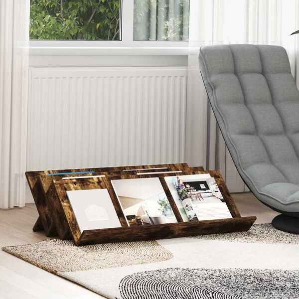 vidaXL Reg&aacute;l na časopisy Dymov&aacute; dub 90 x 53 x 28,5 cm Kompozitn&eacute; drevo