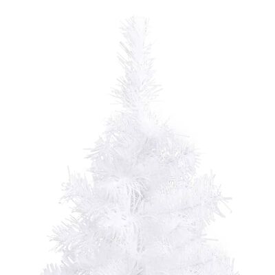 vidaXL Rohový umelý vianočný stromček s LED a guľami biely 210 cm PVC