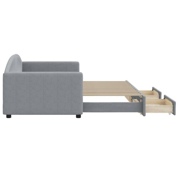 vidaXL Rozkladacia denná posteľ so zásuvkami bledosivá 90x200 cm látka