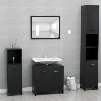 vidaXL Sada kúpeľňového nábytku čierna spracované drevo