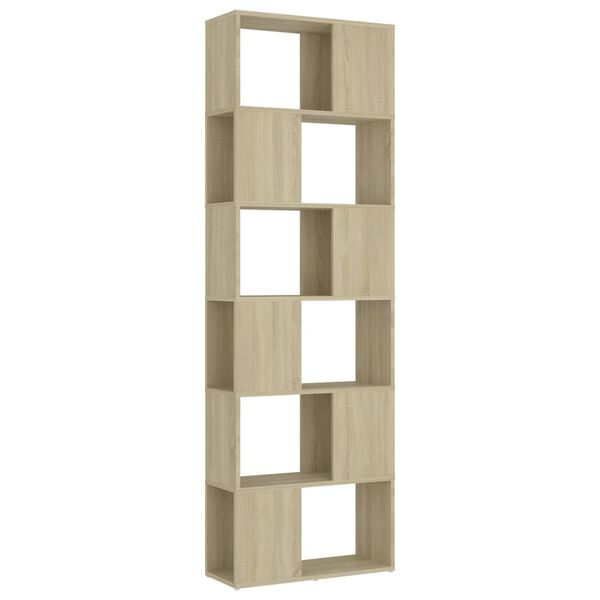 vidaXL Knižnica/deliaca stena biela a dub sonoma 60x24x186 cm drevotrieska