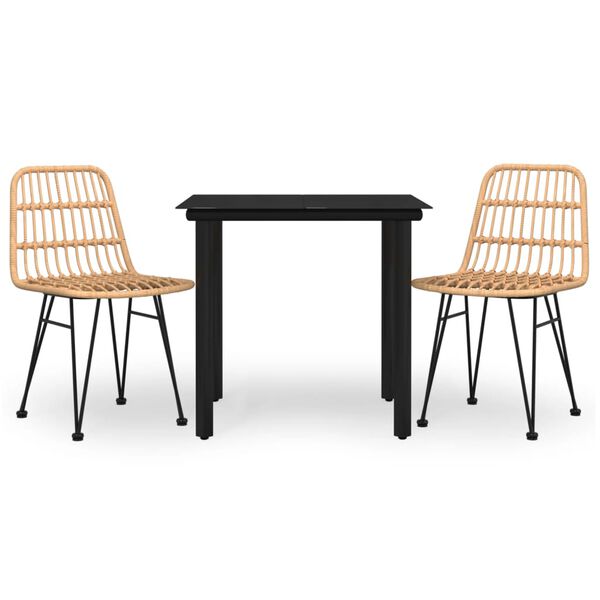 vidaXL 3-dielna záhradná jedálenská súprava z polyratanu