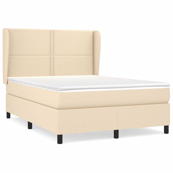 vidaXL Boxspring posteľ s matracom kr&eacute;mov&yacute; 140x190 cm l&aacute;tka