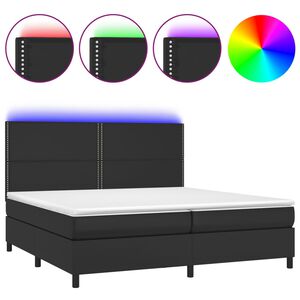 vidaXL Boxspring posteľ s matracom a LED čierna 200x200 cm umel&aacute; koža