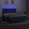 vidaXL Posteľ boxsping s matracom a LED modr&aacute; 180x200 cm l&aacute;tka