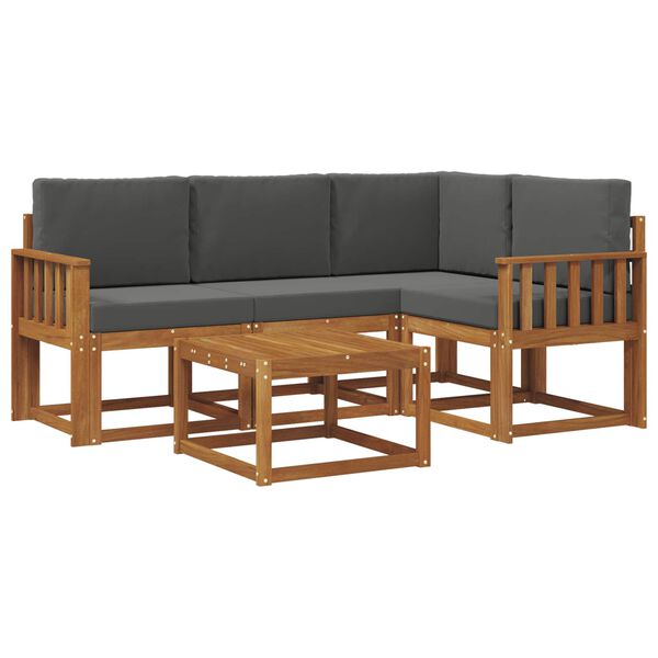 vidaXL Z&aacute;hradn&aacute; s&uacute;prava gaučov s vank&uacute;&scaron;om 5 pcs Pr&iacute;rodn&aacute; a antracitov&aacute;