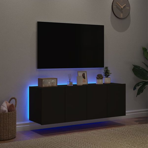 vidaXL TV n&aacute;stenn&eacute; skrinky s LED svetlami 2 ks čierne 60x35x41 cm