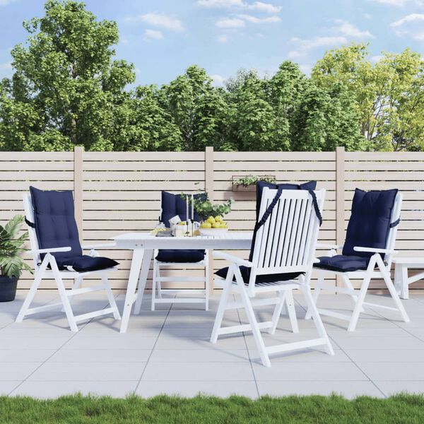 vidaXL Vank&uacute;&scaron;e na stoličky s vysok&yacute;m operadlom 4 ks n&aacute;mor. modr&eacute; l&aacute;tka