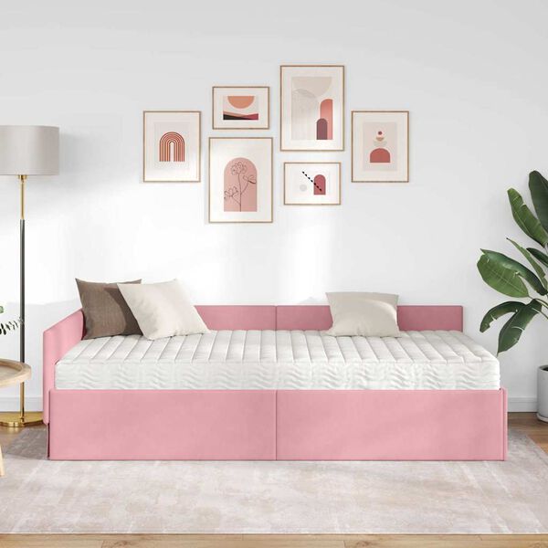 vidaXL Rohov&yacute; r&aacute;m postele s matracom In&yacute; 2 pcs Siv&aacute; Zamat