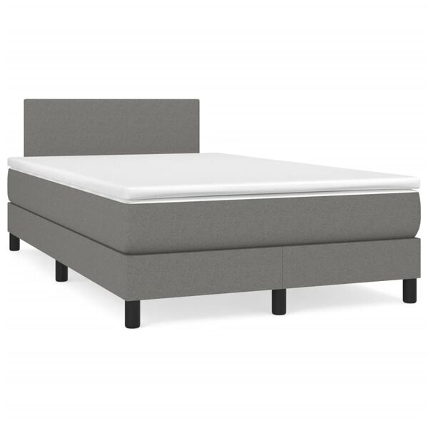 vidaXL Boxspring posteľ s matracom, tmavosiv&aacute; 120x190 cm, l&aacute;tka