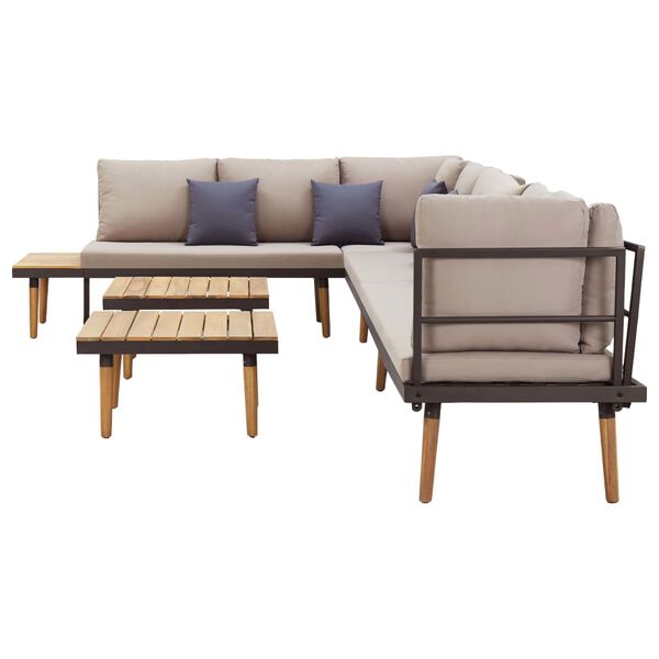 vidaXL 8-miestna z&aacute;hradn&aacute; sedacia s&uacute;prava s podložkami, ak&aacute;ciov&yacute; mas&iacute;v