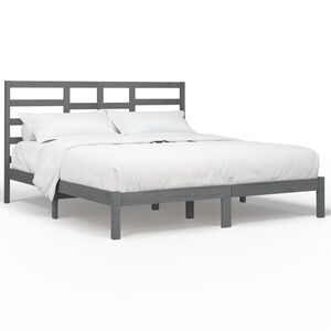 vidaXL Posteľn&yacute; r&aacute;m siv&yacute; mas&iacute;v 200x200 cm