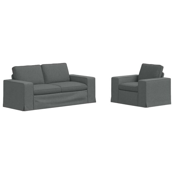 vidaXL Pohovka 2 pcs Tmavo &scaron;ed&aacute; 182 x 80 x 82 cm l&aacute;tka