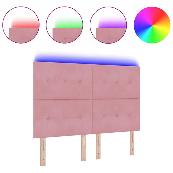 vidaXL Zadné čelo so svetlami LED diódy Ružová 72 cm Zamat