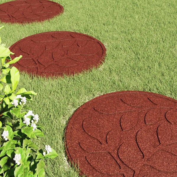 vidaXL Kameň na schod&iacute;ky 6 pcs Červen&aacute; &Oslash; 44 x 2 cm Guma