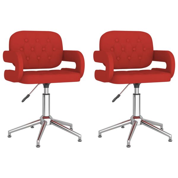 vidaXL Otočn&eacute; jed&aacute;lensk&eacute; stoličky 2 ks v&iacute;novo-červen&eacute; umel&aacute; koža