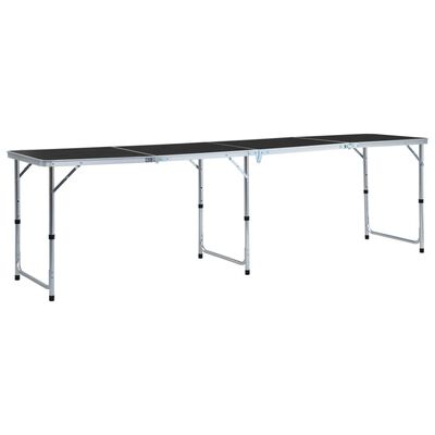 vidaXL Skladací kempingový stôl sivý 240x60 cm hliníkový