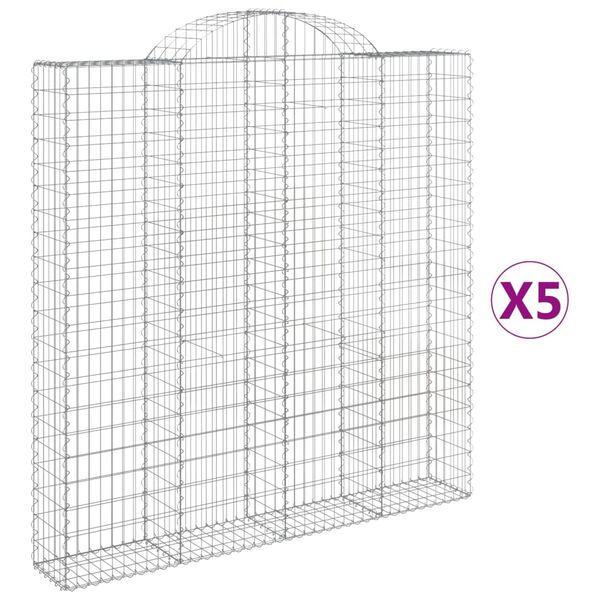 vidaXL Obl&uacute;kov&yacute; gabionov&yacute; k&ocirc;&scaron; 5 ks 200x30x200/220cm pozinkovan&eacute; železo