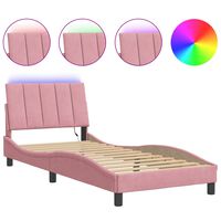vidaXL Rám postele s LED svetlami ružový 80x200 cm zamat