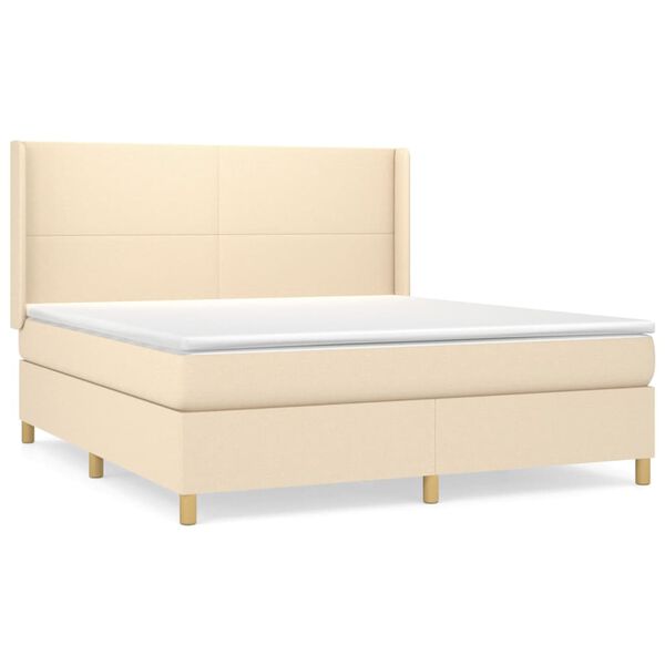vidaXL Posteľn&yacute; r&aacute;m boxspring s matracom kr&eacute;mov&yacute; 180x200 cm l&aacute;tka