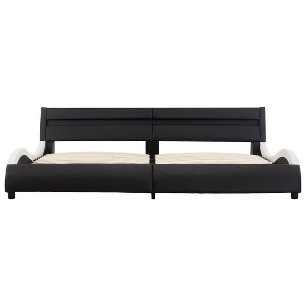 vidaXL Posteľný rám s LED, čierno biely, umelá koža 180x200 cm