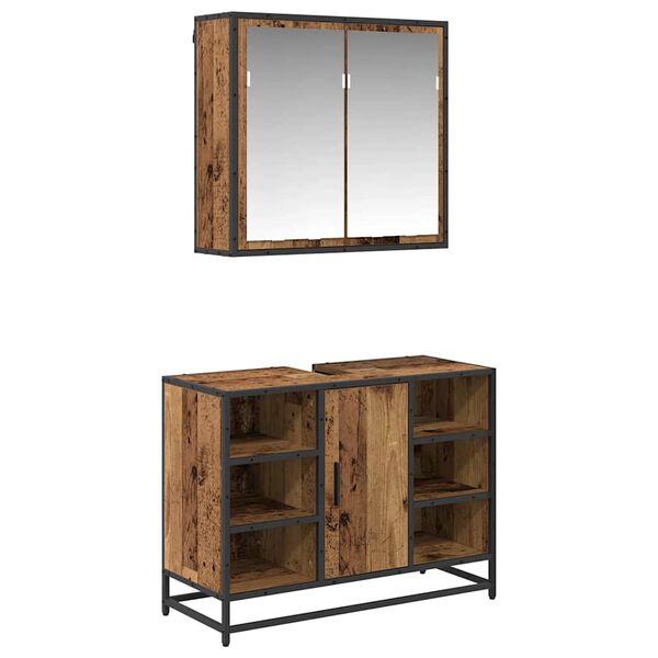 vidaXL Sada k&uacute;peľňov&eacute;ho n&aacute;bytku 2 pcs Star&eacute; drevo Kompozitn&eacute; drevo