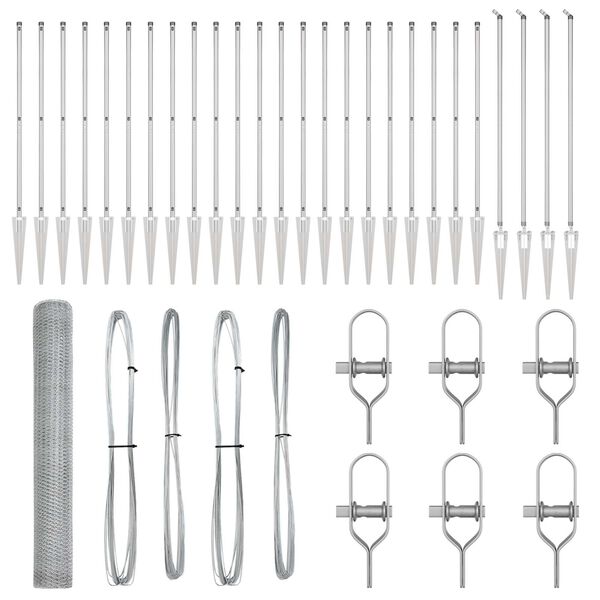 vidaXL Stĺp na plot. Strieborn&aacute; 50 x 1,4 m (25 mm sieť) Oceľ